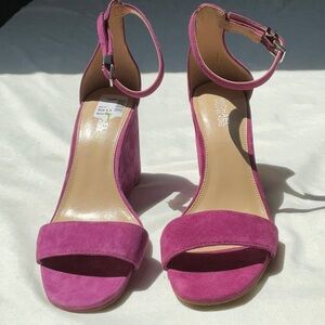 Michael Kors suede, maroon wedge sandals